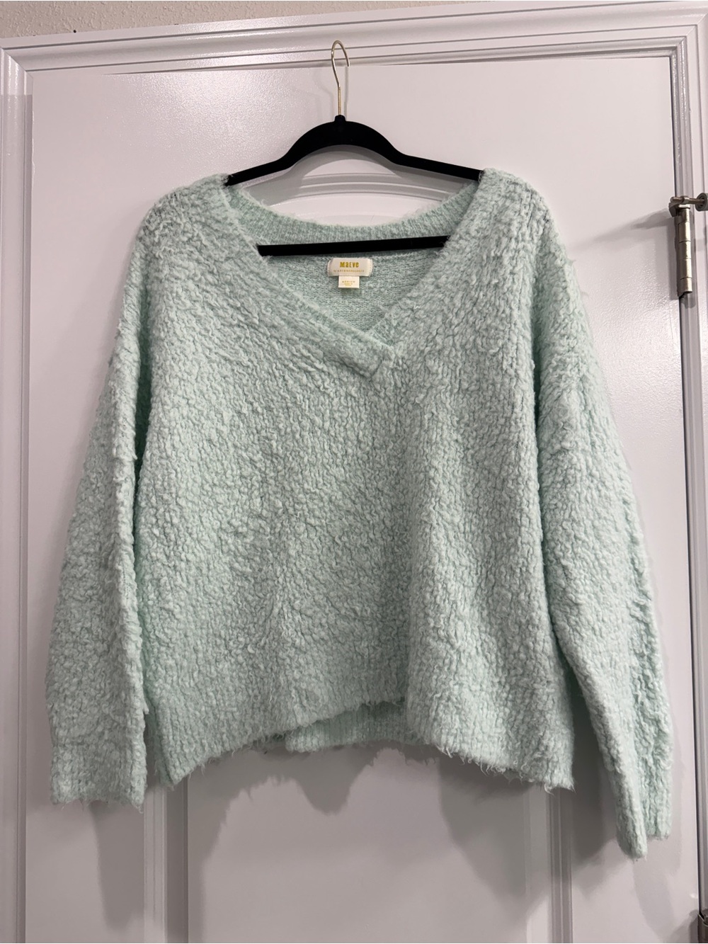 Maeve by Anthropologie Women's M Mint Green Tight Knit Fluffy Sweater Mint